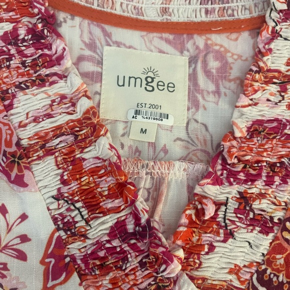 Umgee Floral Paisley Ruffle Neck Blouse / Med - Picture 6 of 9